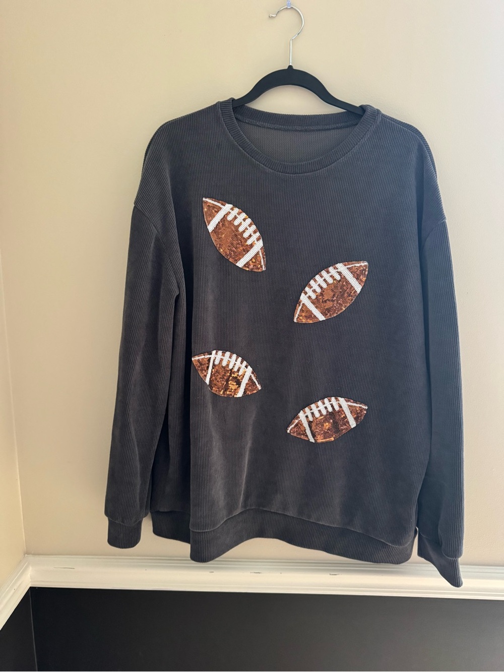 Football Graphic Crewneck Sweatshirt - Dark Charcoal